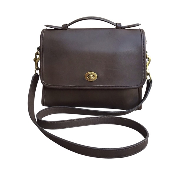 Coach Handbags - COACH Vintage Brown Leather Court Bag 9870